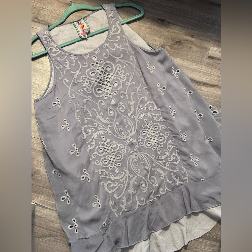 Johnny Was | Eve Tiered Eyelet Tank Large Tunic